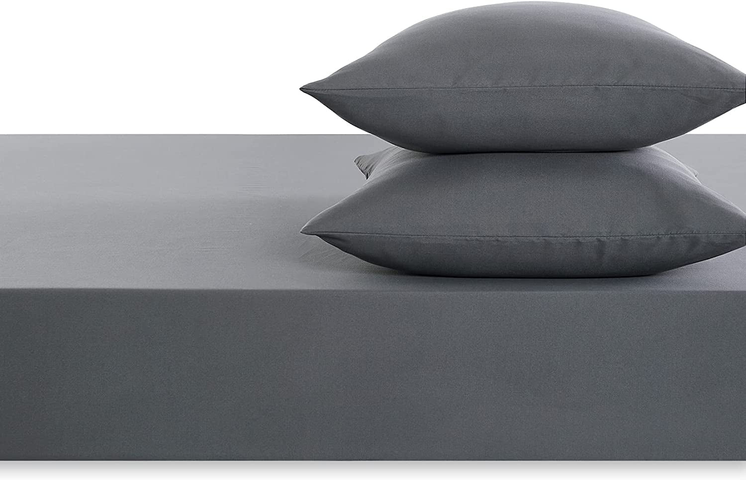 - Grey Fitted Sheet Set, 1000TC Ultra Soft Microfiber, Fitted Sheet & 2 Pillowcases (3Pcs, Queen Size)